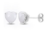 2.44 Carat (ctw) Opal Solitaire Stud Heart Earrings in Sterling Silver